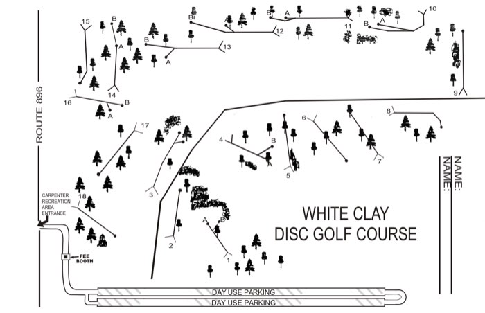 Course map for White Clay Creek, from the Delaware State Parks scorecard